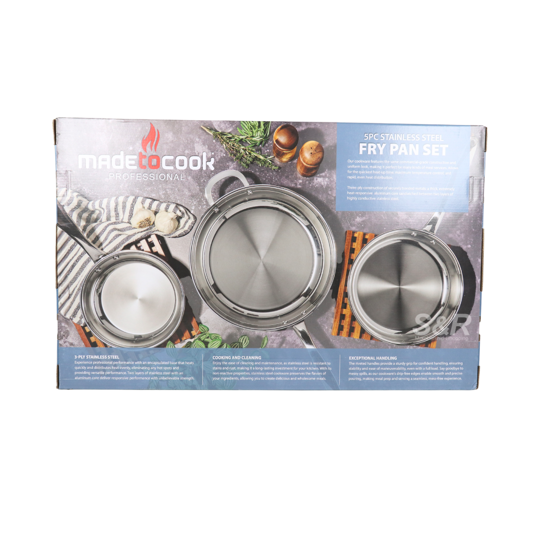 Made to Cook 5-piece Stainless Steel Fry Pan Set